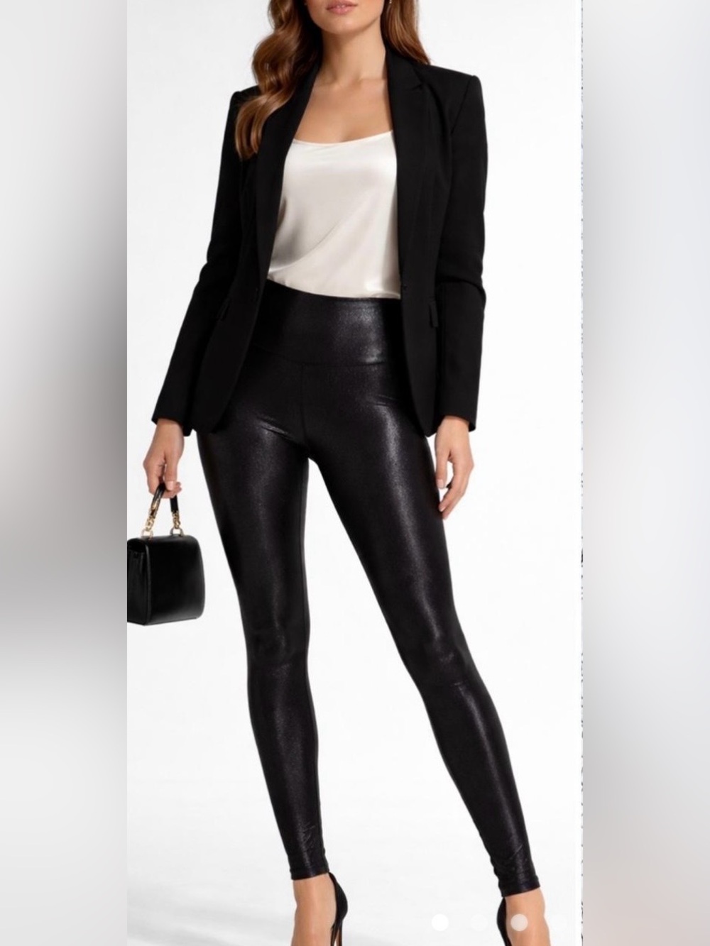 SPANX Black Metallic Shine Leggings
